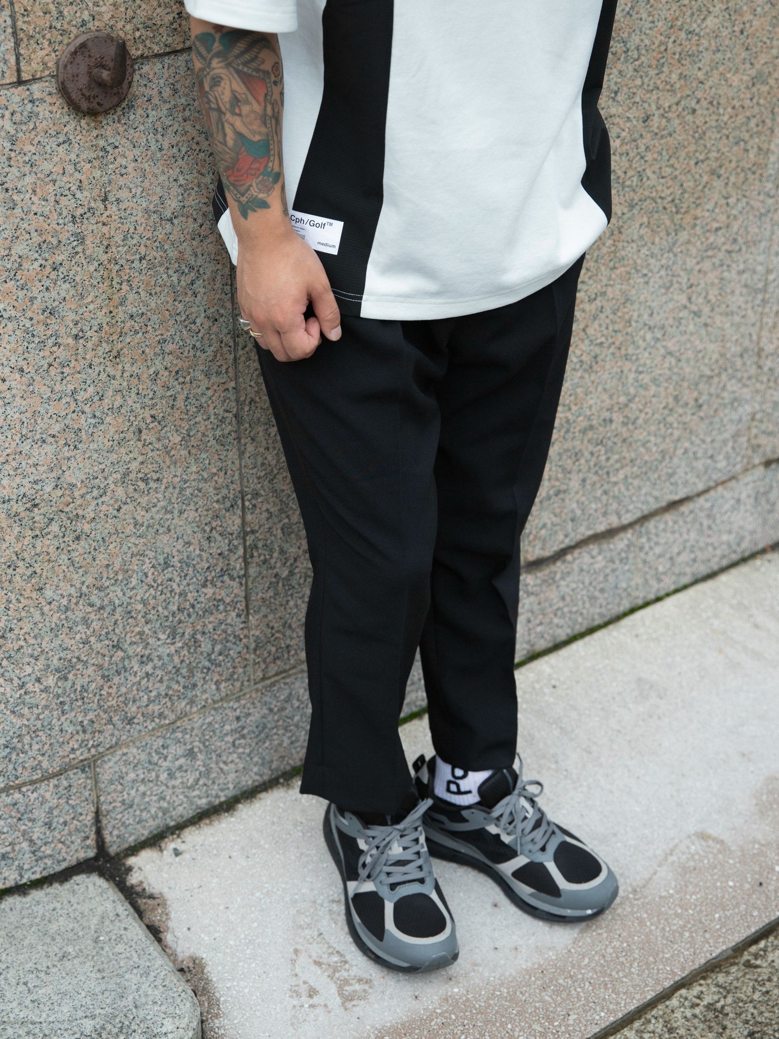 VINTAGE TYPE CROPPED SLACKS (BLACK) / オリジナル クロップド スラックス