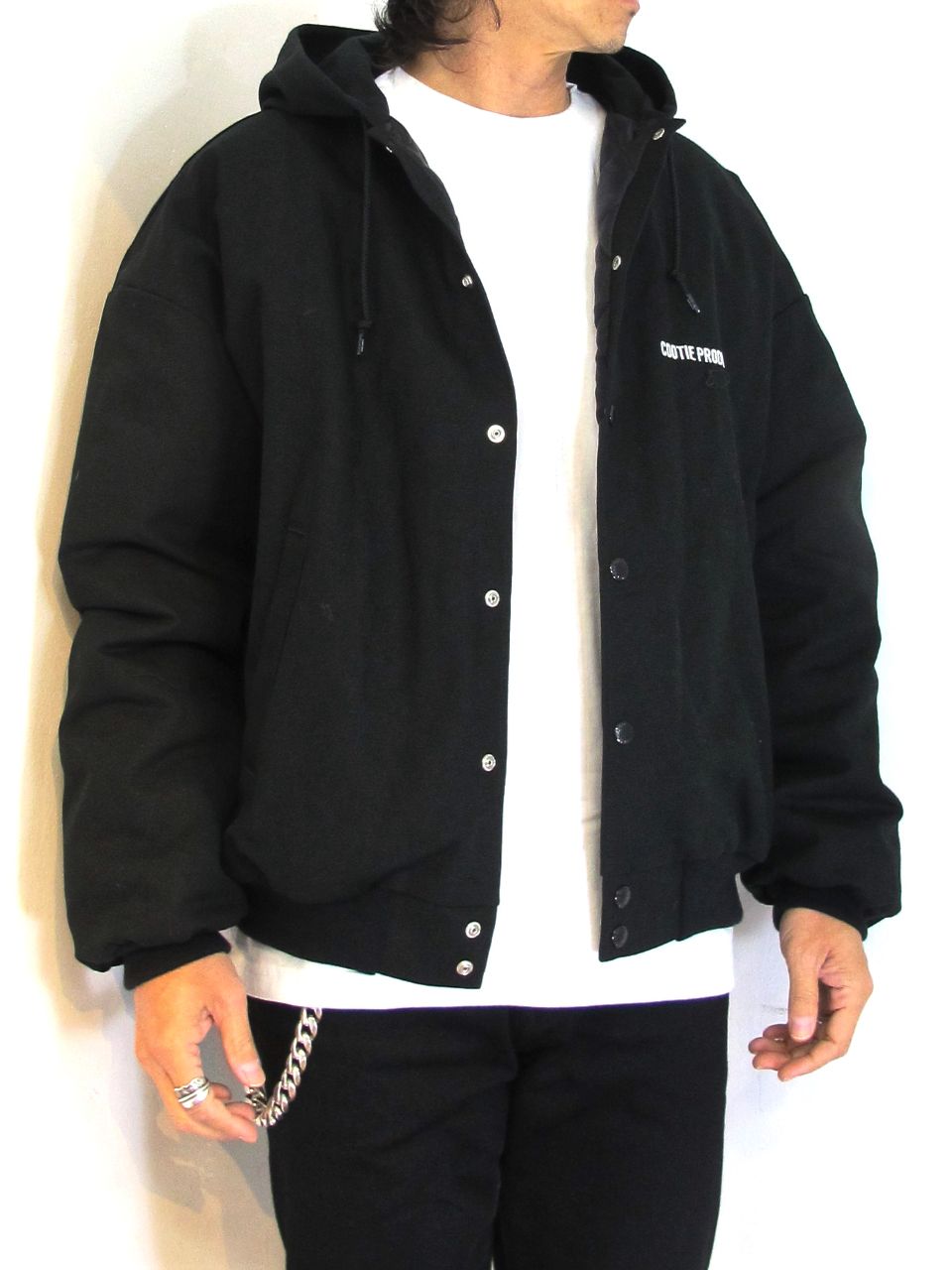 COOTIE PRODUCTIONS - OX HOODIE BLOUSON (BLACK/WHITE) / ロゴ刺繍