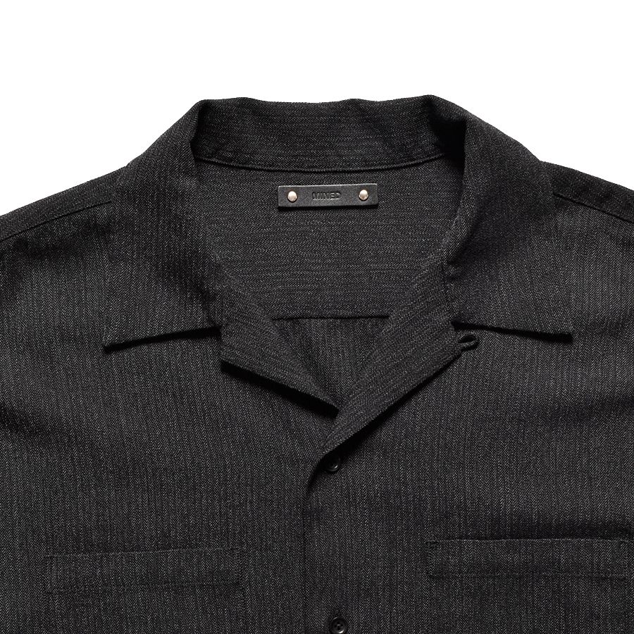 MINEDENIM - Salt'n Peppar Wool Open Collar L/S SH (CGR) / ソルトアンドペッパー ウール  オープンカラーシャツ | LOOPHOLE