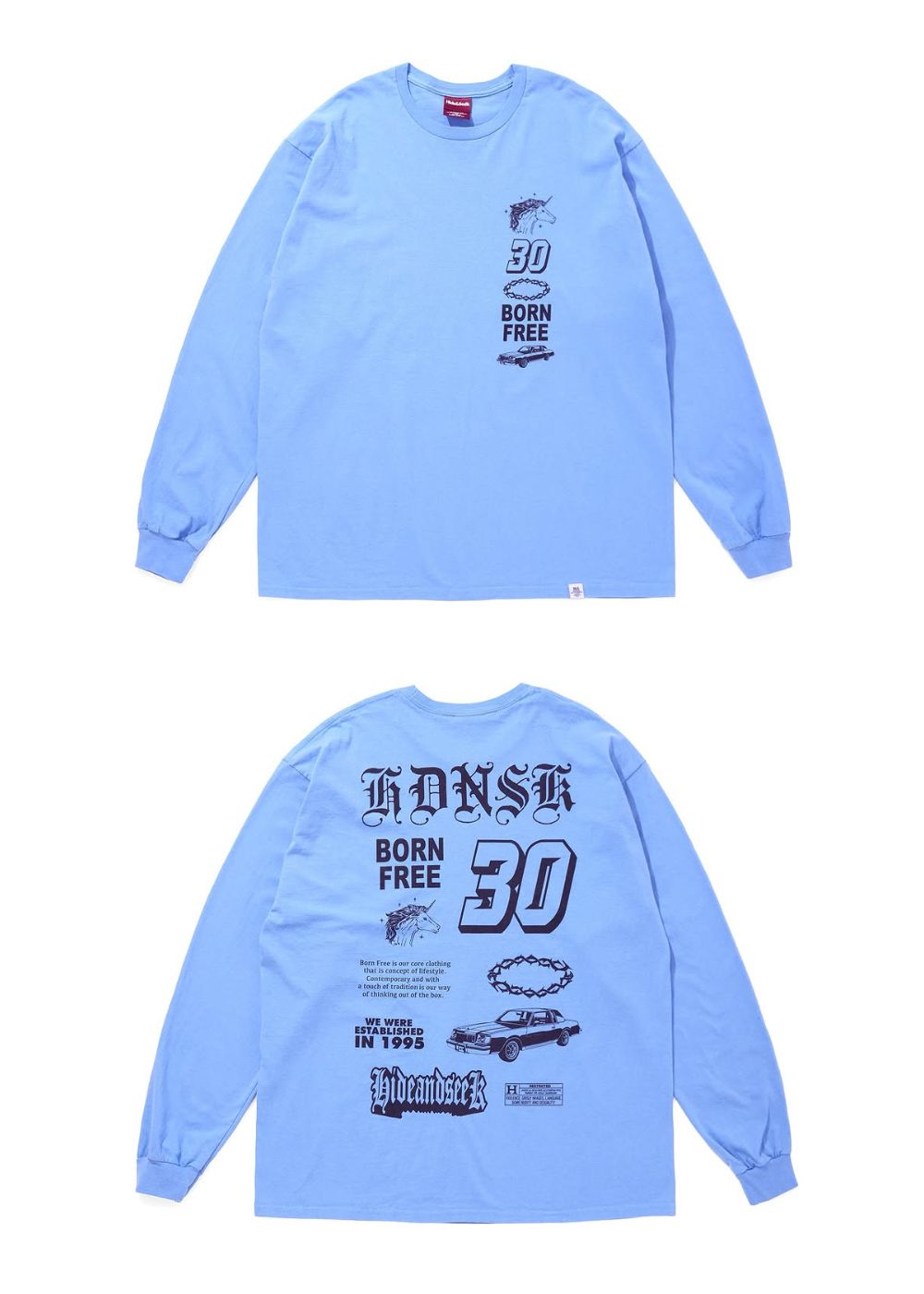 HIDE AND SEEK - 30 L/S Tee (SAX) / プリント ロングスリーブ T
