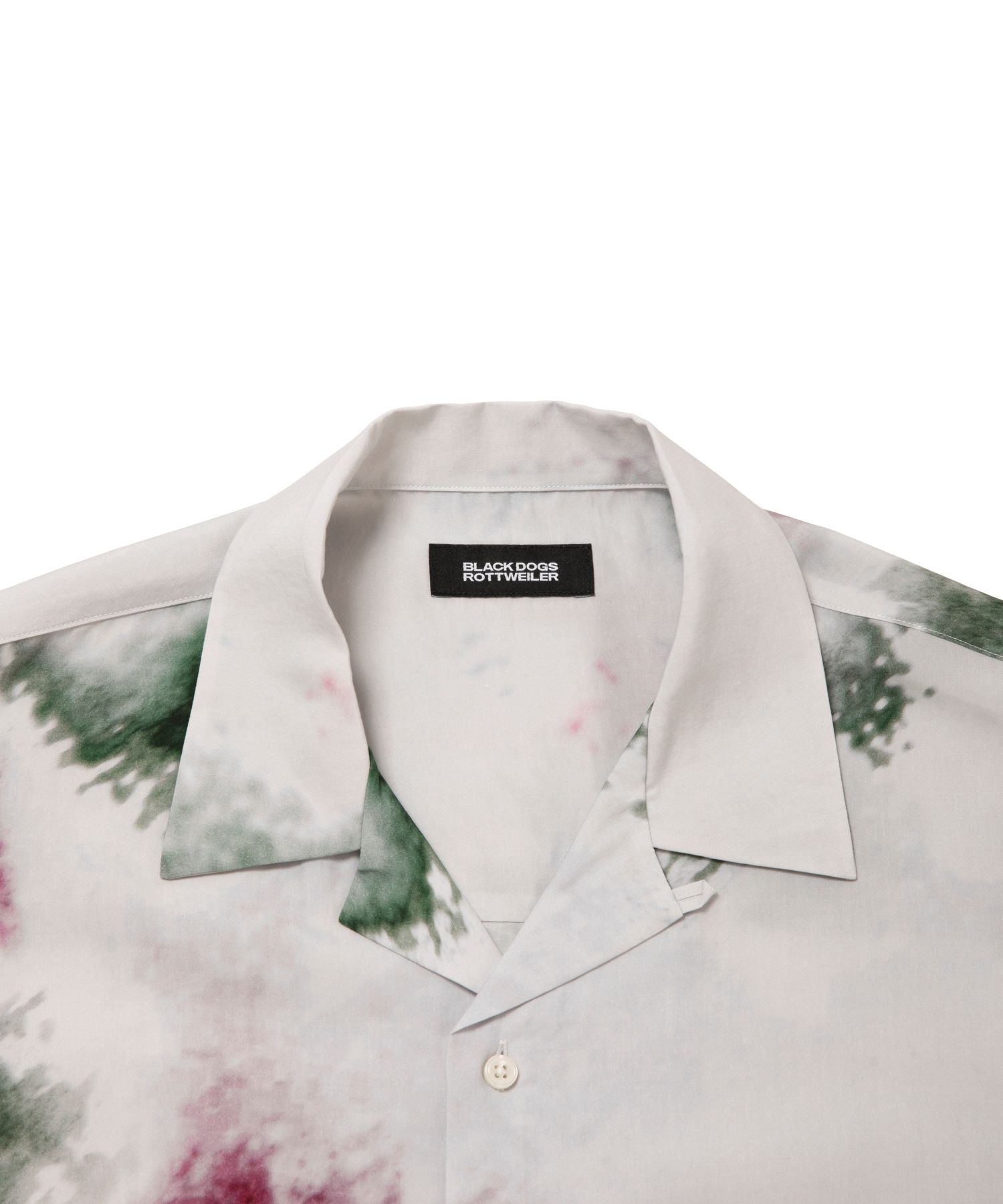 R9 PAINTED SS SHIRT (GRAY) / オリジナル プリント オープンカラー シャツ