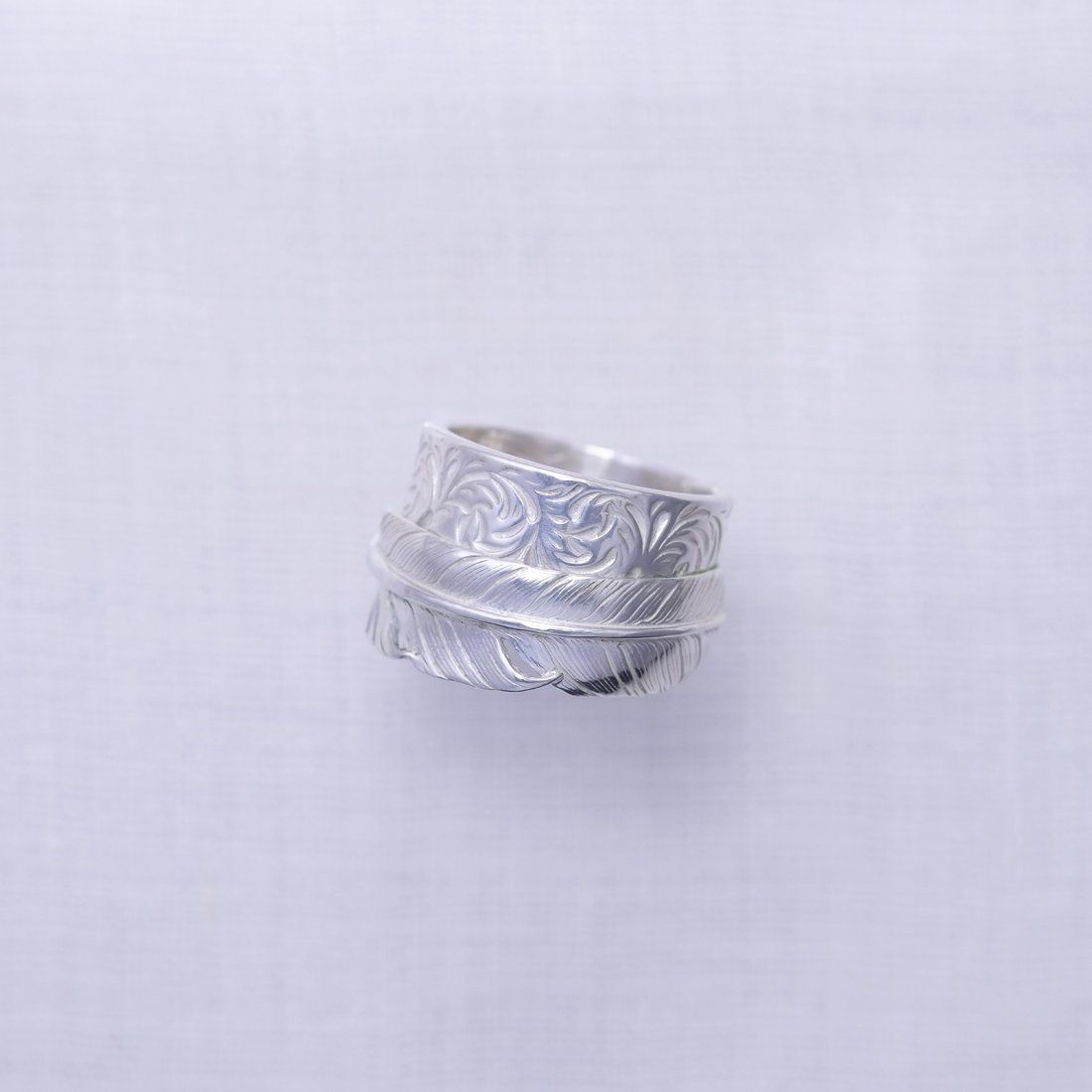 Feather Ring 1 (SILVER) / フェザー&唐草コンビリング