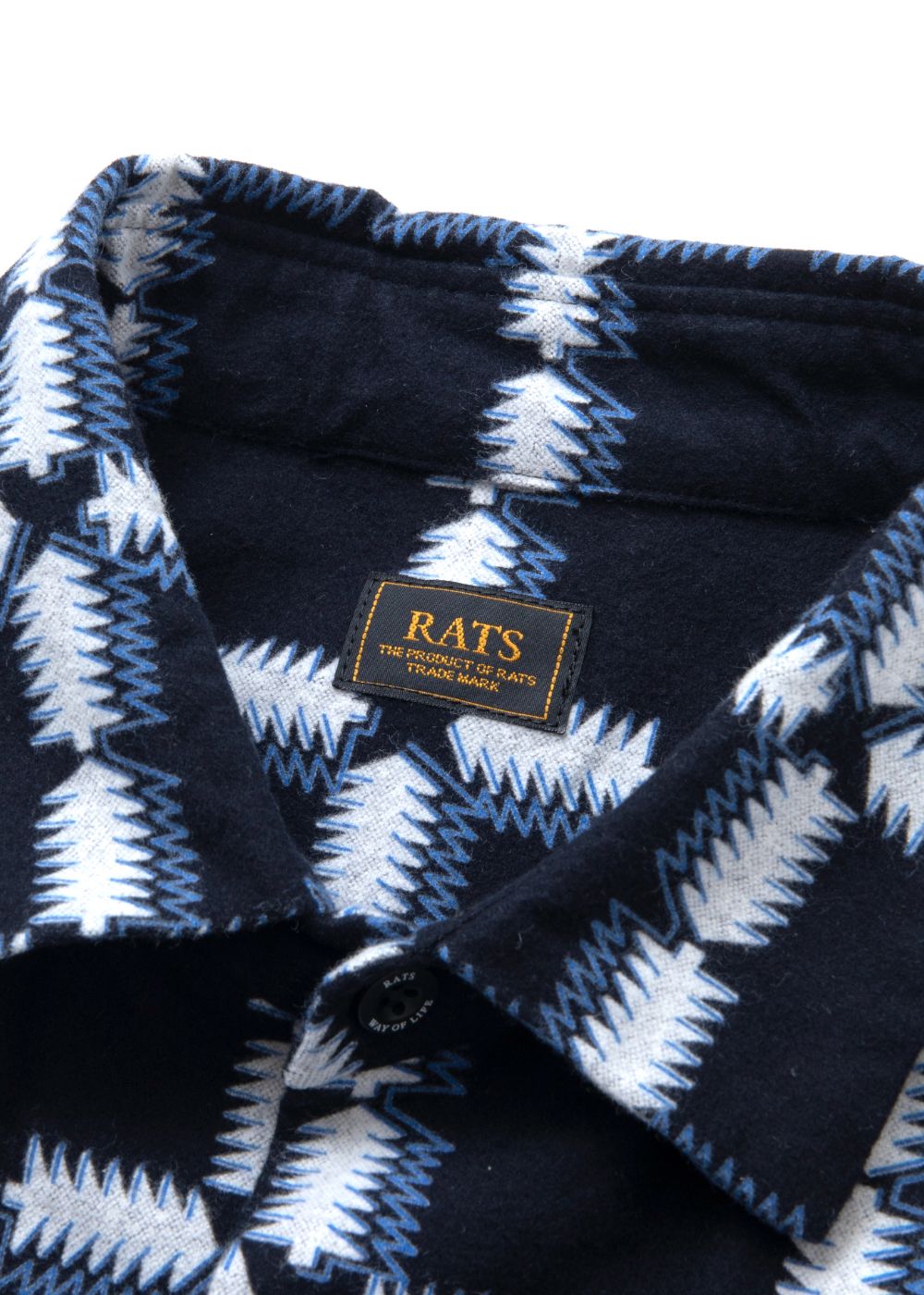 RATS - 【ラスト1点】NATIVE PRINT FLANNEL SHIRT (BLUE) / コットン