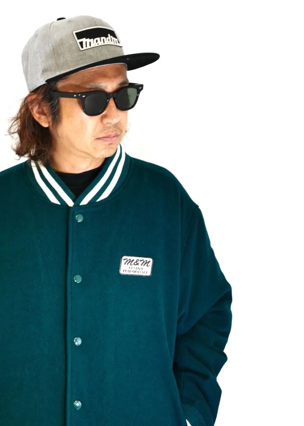 SNAP BACK CAP (H.GRAY/BLACK) / ロゴ ワッペン ベースボール キャップ