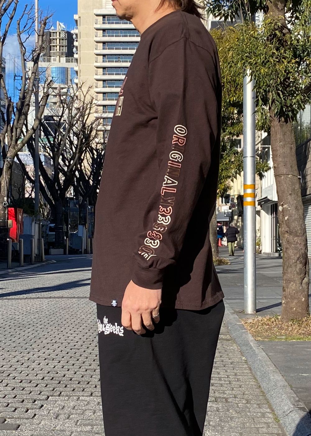 Original H&S L/S Tee (BROWN) / 西浦徹 コラボ ロンT