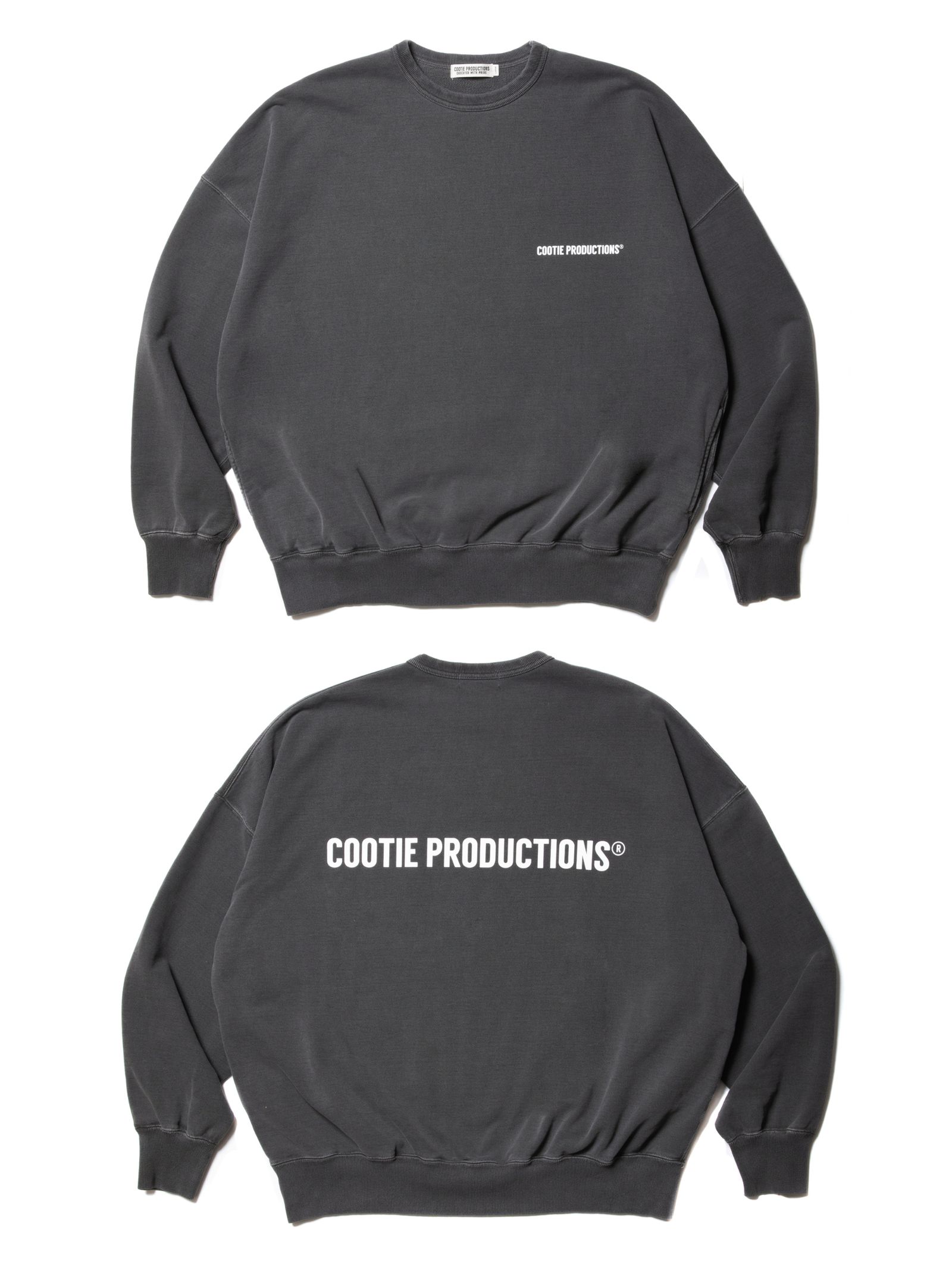 COOTIE PRODUCTIONS - Pigment Dyed Open End Yarn Sweat Crew (BLACK