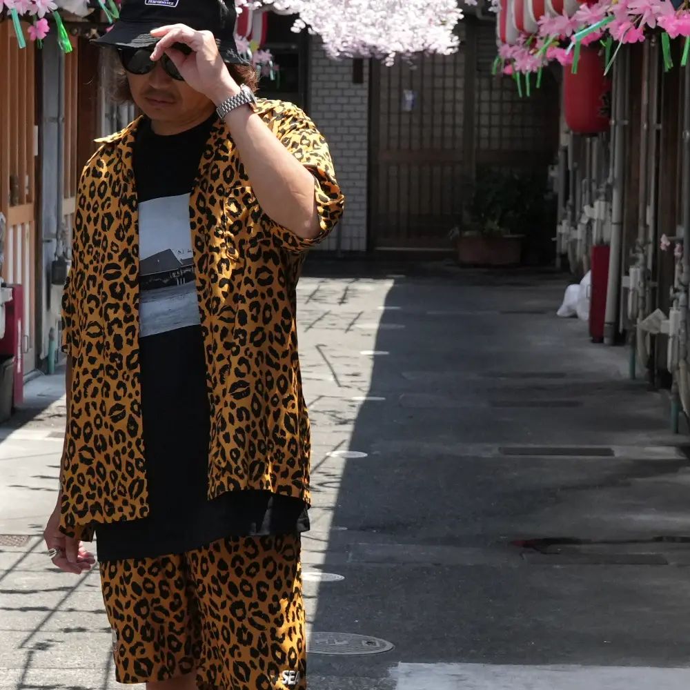【ラスト1点】×WDS Lips Leopard Print Open Collar SH (BRT) / ウィンダンシー コラボ レオパードリップ シャツ / セットアップ可能