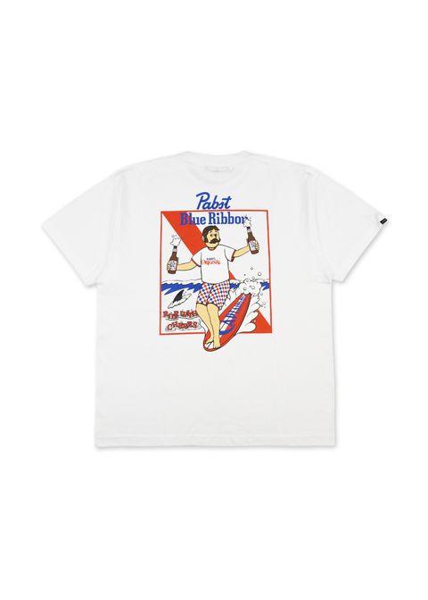 × Pabst Blue Ribbon RIDE BLUE SS TEE (WHITE) / ×パブストブルーリボン コラボ Tシャツ