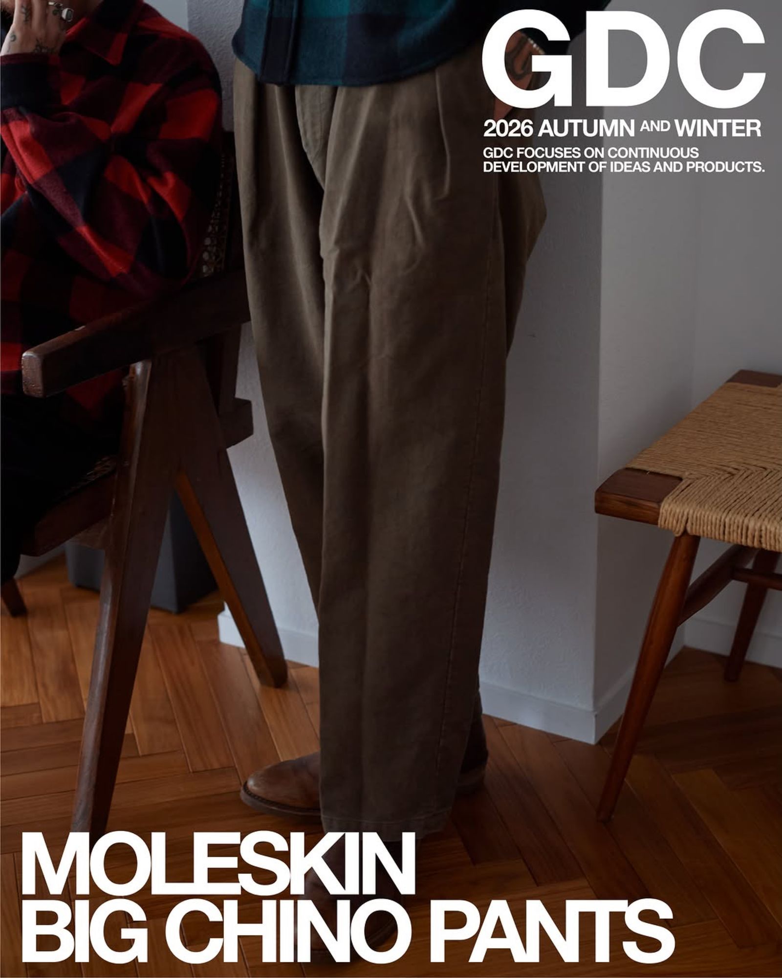 Moleskin Big Chino Pants (BROWN) / モールスキン ビッグ チノパンツ