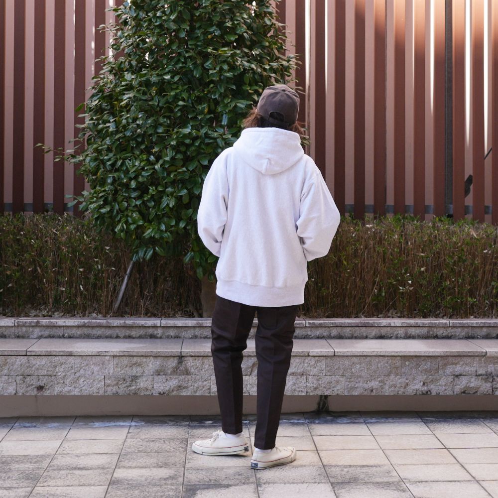 L/S HEAVY COTTON HOODED SWEAT "DAVID" (GRAY) / オリジナル スウェット パーカー