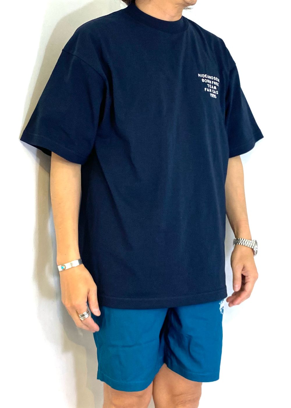 Typewriter S/S Tee (BigSilhouette) (NAVY) / ヘビーオンス ワイド Tシャツ