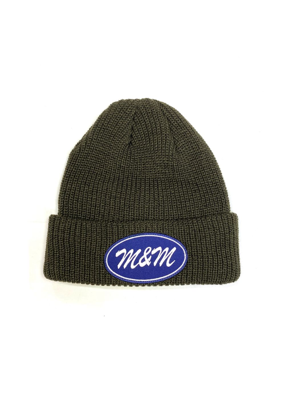KNIT CAP (OLIVE) / ロゴ ワッペン ニットキャップ