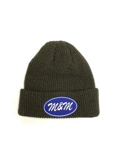 KNIT CAP (OLIVE) / ロゴ ワッペン ニットキャップ