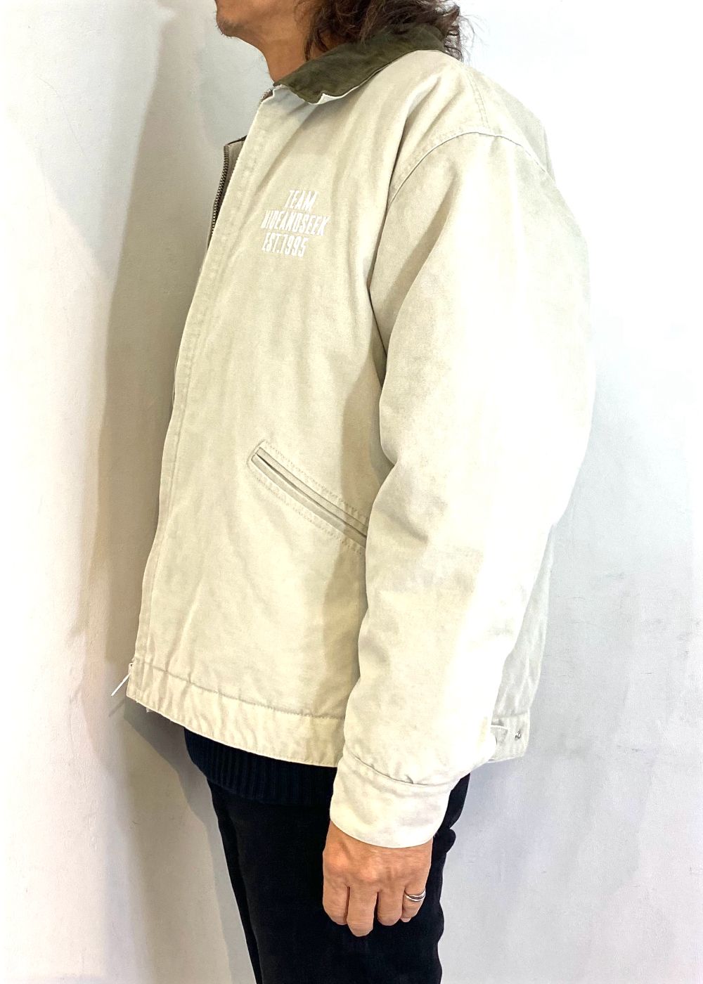 Ox Work Zip Jacket (Washed) (BEIGE) / コットン オックス ワーク ジャケット