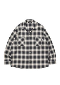 R9 OMBRE CHECK SHIRT (BLACK) / オンブレチェック オープン カラー シャツ
