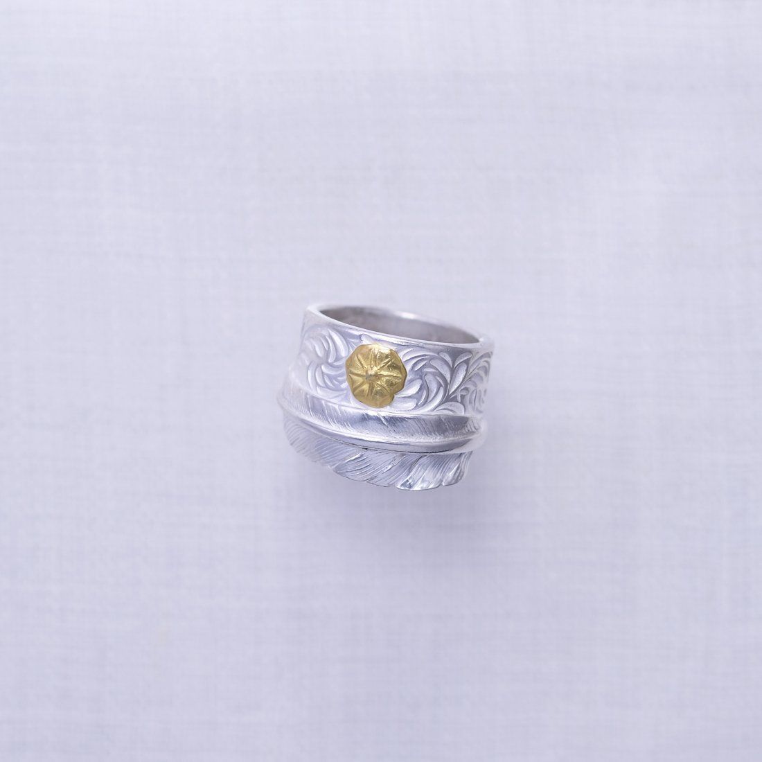 STUDIO T&Y - Feather Ring 1 with Gold Point M (SILVER) / フェザー