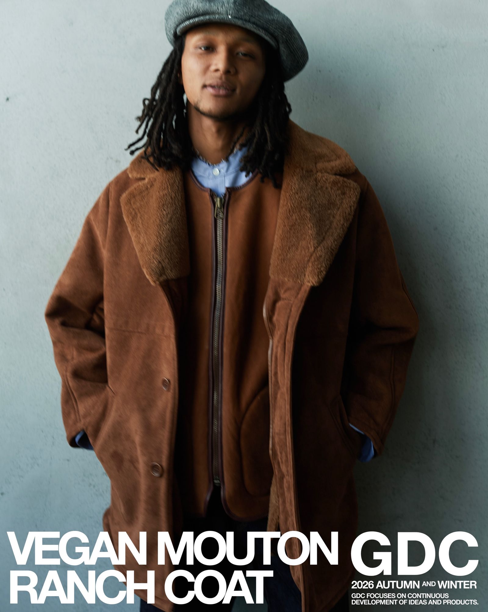Vegan Mouton Ranch Coat (BROWN) / ビーガン ムートン ランチコート