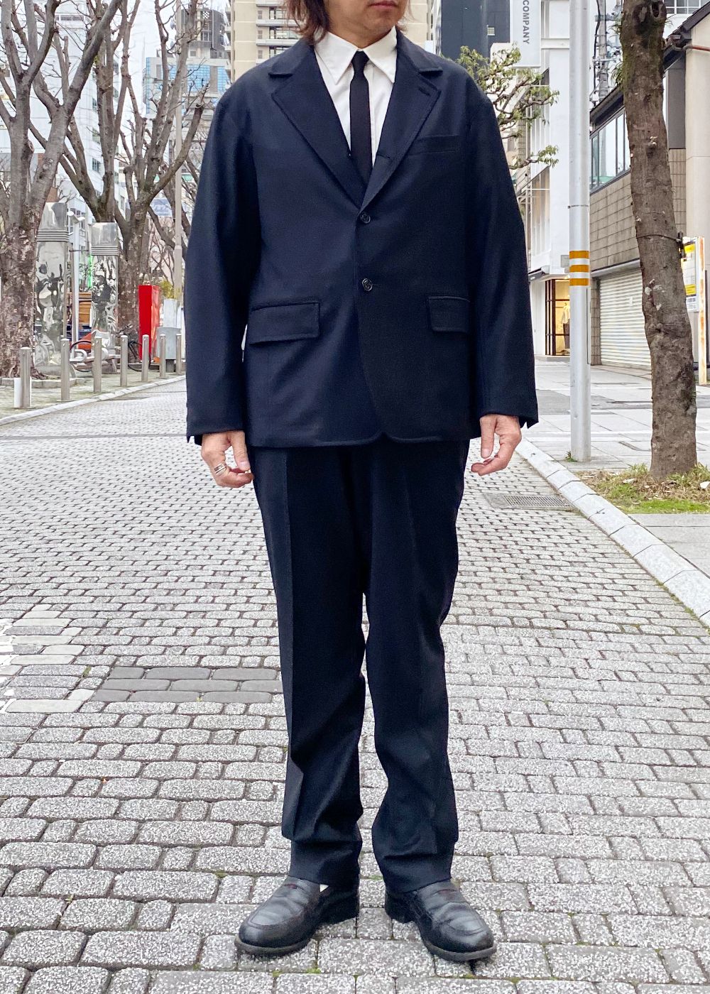 10L WOOL SILK PANTS "THUNDERS" (BLACK) / ウールシルク スラックス