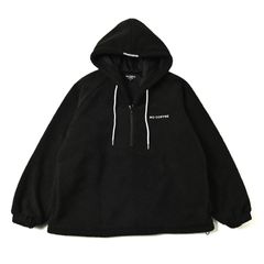 ボアハーフジップパーカー (BLACK)