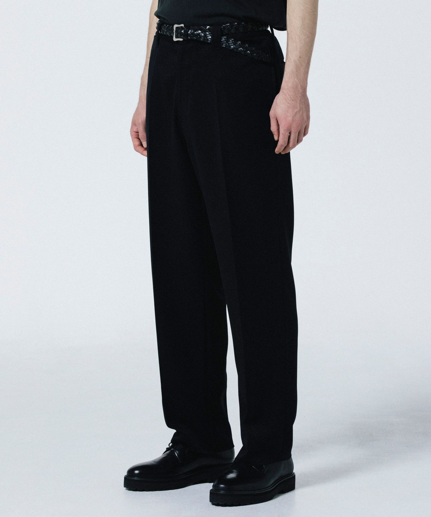 R9 TWILL SLACKS (BLACK) / ポリエステル ツイル スラックス