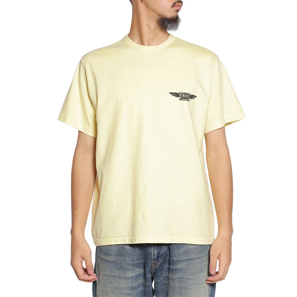 BINDER NECK WING LOGO VINTAGE TEE ＜NATURALLY PAINT DESIGN＞ (LIGHT YELLOW) / ×ナチュラリーペイント コラボ Tシャツ