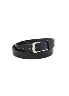 【ラスト1点】PLANE LEATHER NARROW BELT (BLACK) / プレーン レザー ナローベルト