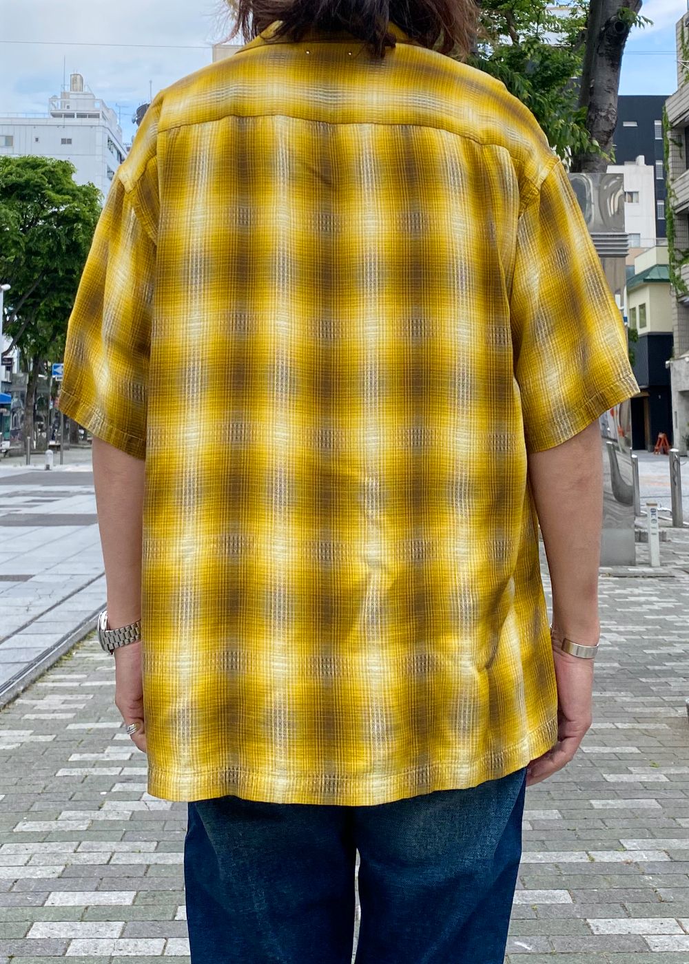 Rayon Dobby Plaid S.S Open Collar SH (YPT) / オンブレチェック オープンカラーシャツ