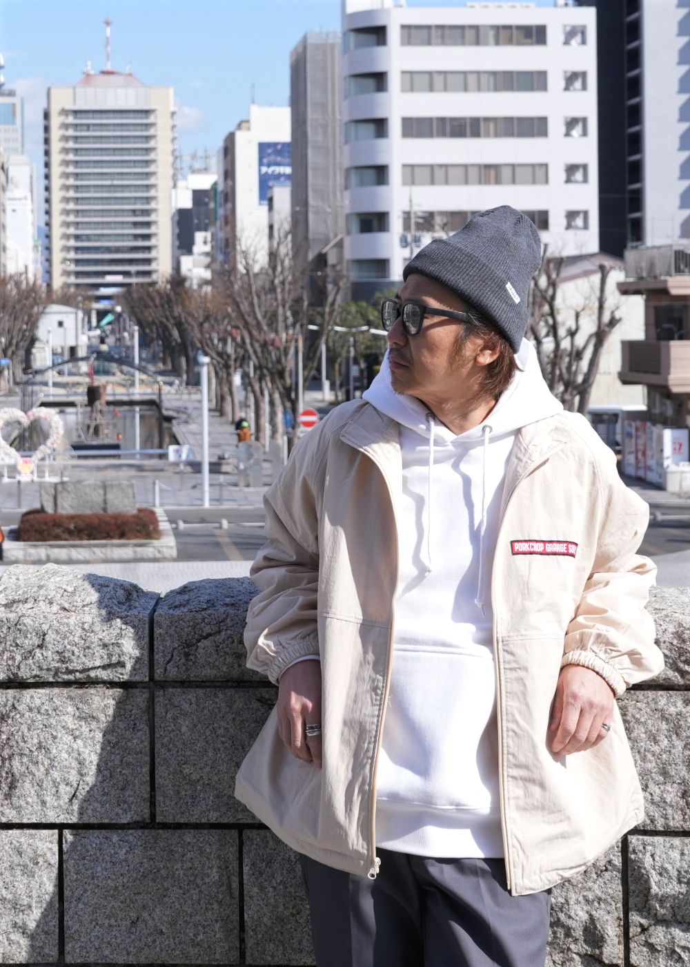 BAR&SHIELD TRACK JKT (CREAM) / バー&シールド ナイロン トラック ジャケット