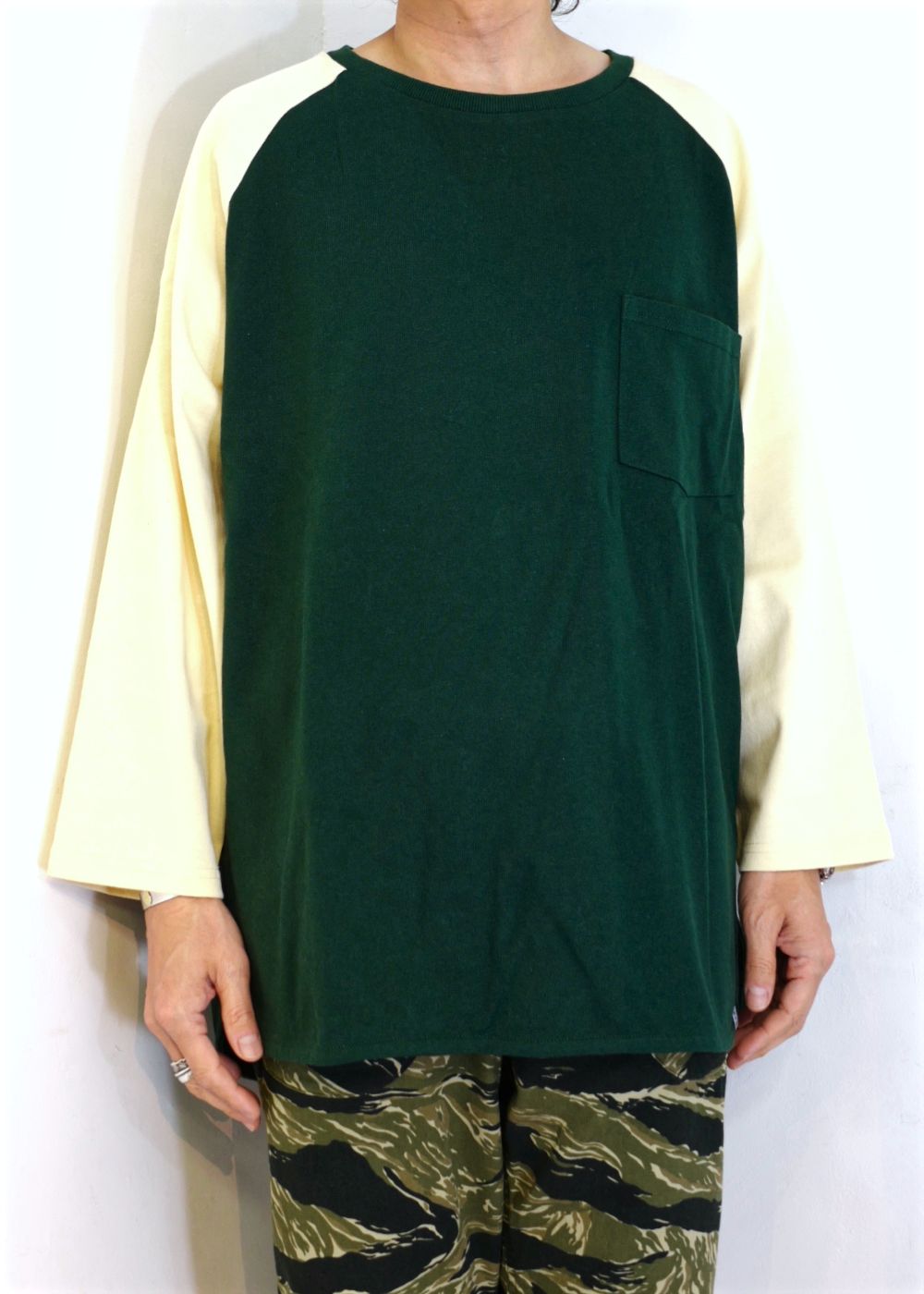 3/4 SLEEEVE BASEBALL TEE "BABE" (GREEN) / グッドウェア コラボ ベースボールTee
