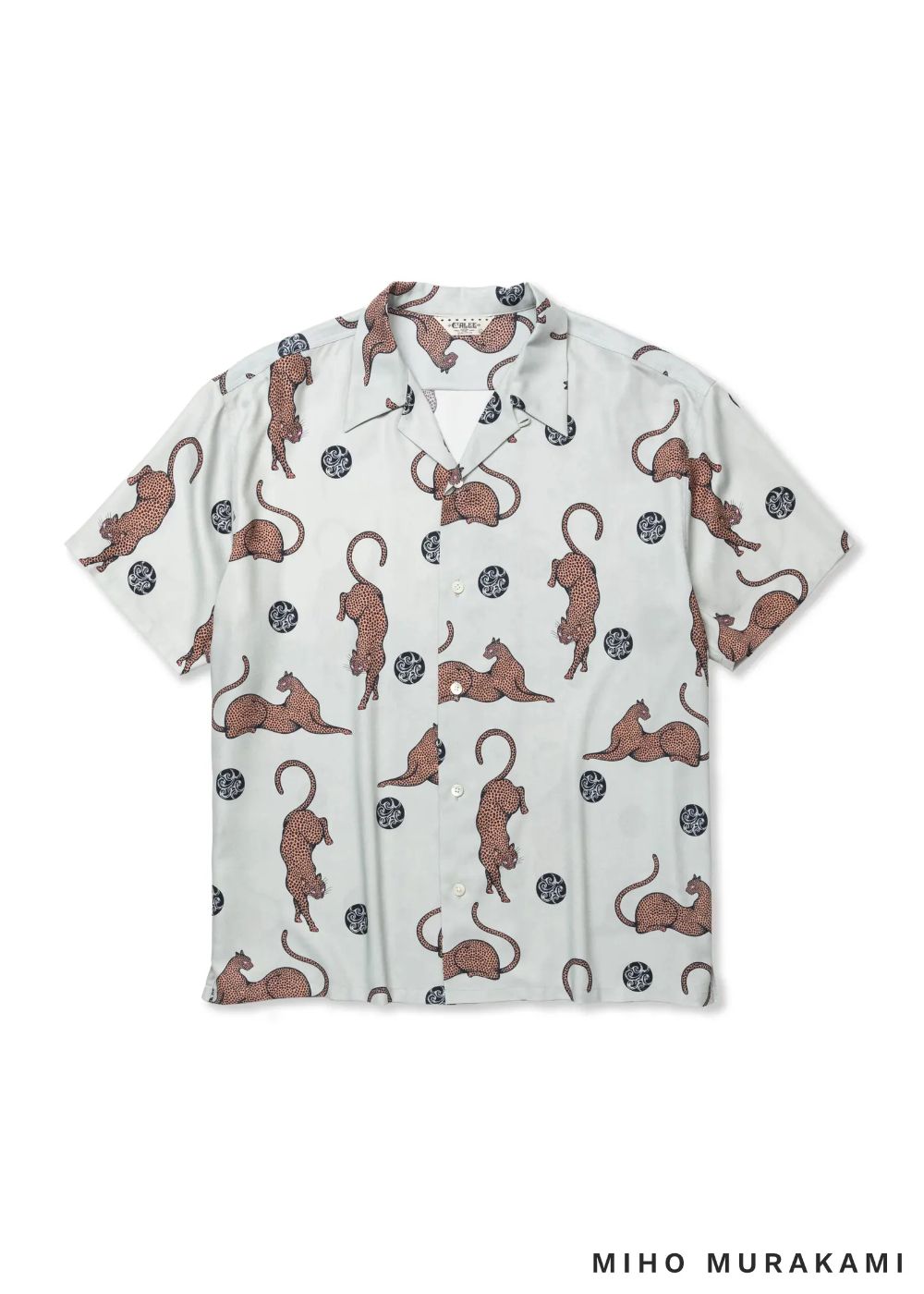 ×MIHO MURAKAMI PANTHER DOT PATTERN SH (LIME GRAY) / ×MIHO MURAKAMI コラボ レーヨン オープンカラー シャツ