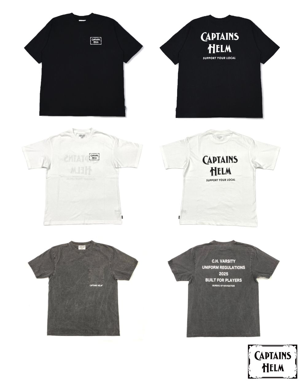CAPTAINS HELM 新作販売告知 / 定番ロゴ&ヴィンテージ風のTシャツは残暑厳しい今の強い味方。