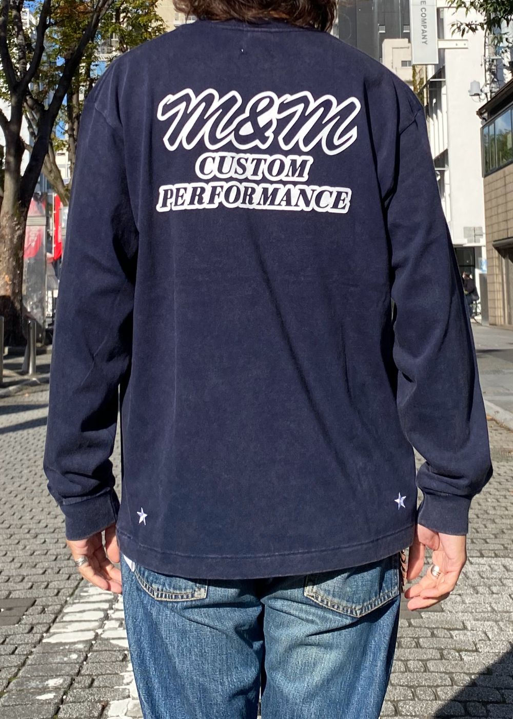 FADE WASH L/S TEE (FADE NAVY) / プリント ロンT