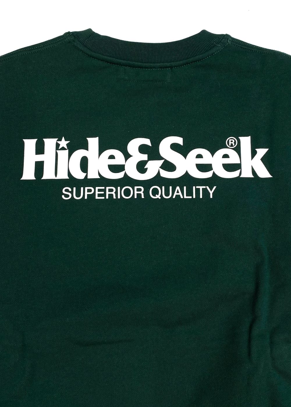 HIDE AND SEEK - LOGO SWEAT SHIRT (GREEN) / ロゴプリント スウェット