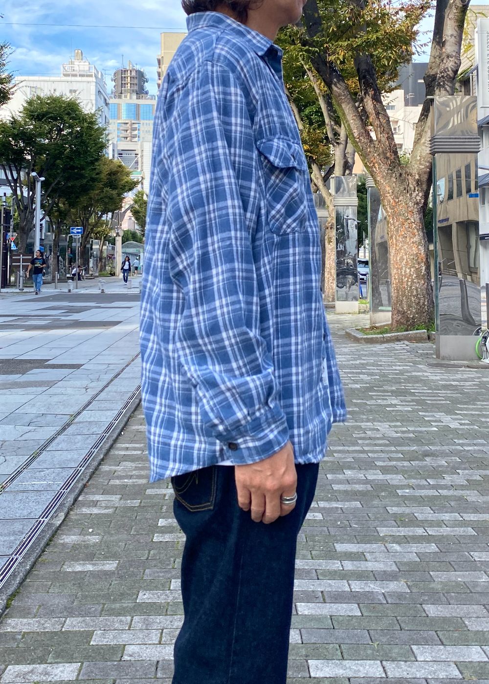 Flannel Shirt (BLUE) / チェック コットン ネルシャツ