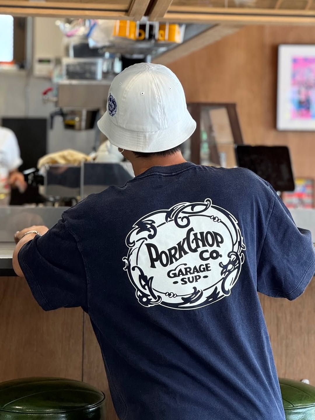 F LEAF LOGO TEE (FADE NAVY) / リーフ ロゴ Tシャツ