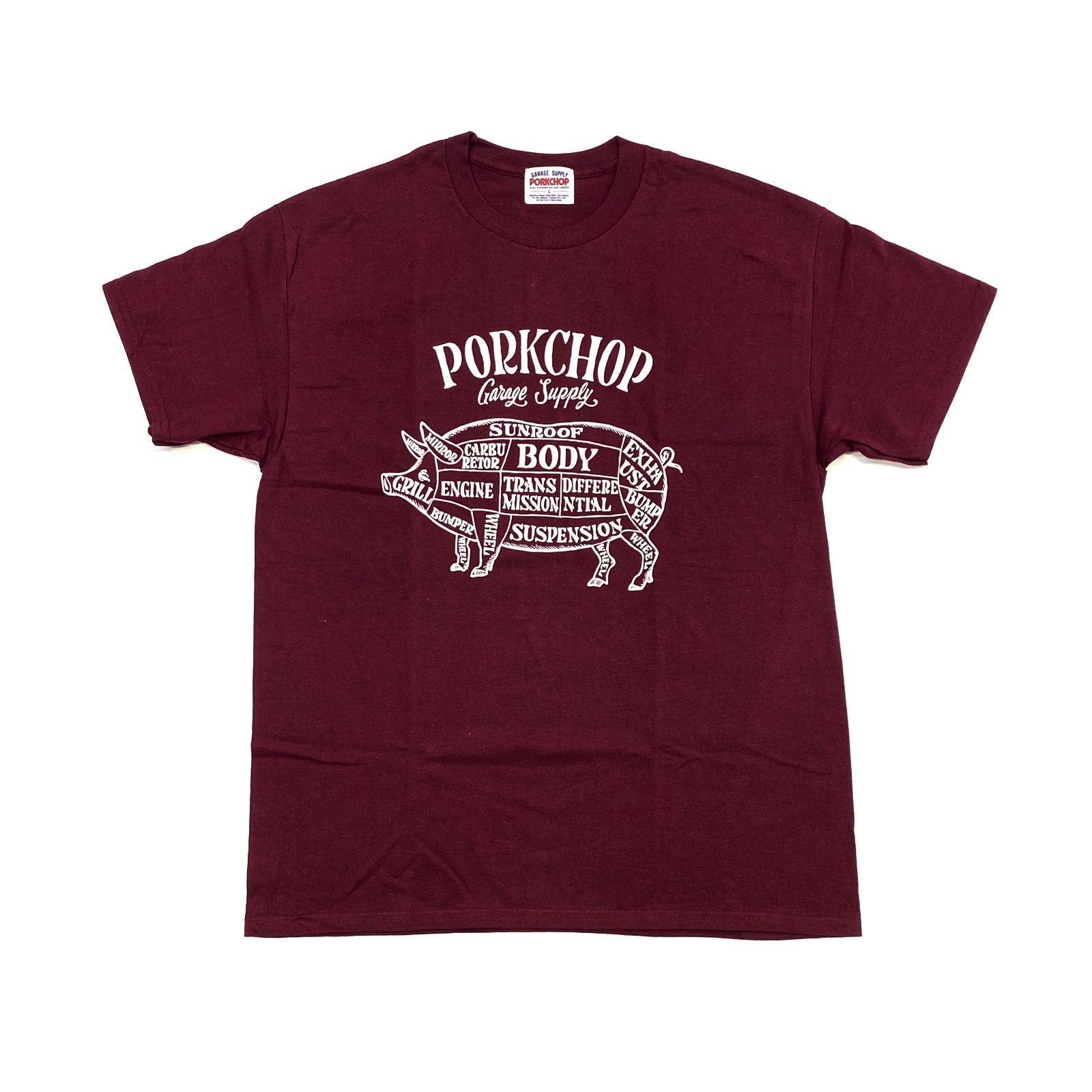 PORKCHOP GARAGE SUPPLY - PORK FRONT TEE 25 (BURGUNDY