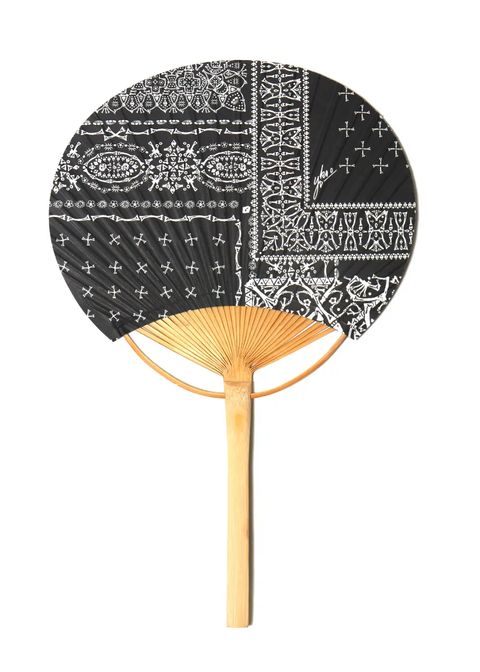 【ラスト1点】髑髏bandanaうちわ (BLACK) / ×横尾忠則 髑髏バンダナ柄 コラボ うちわ