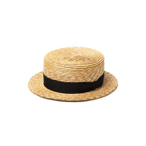 STRAW BOATER HAT (BEIGE) / オリジナル カンカン帽