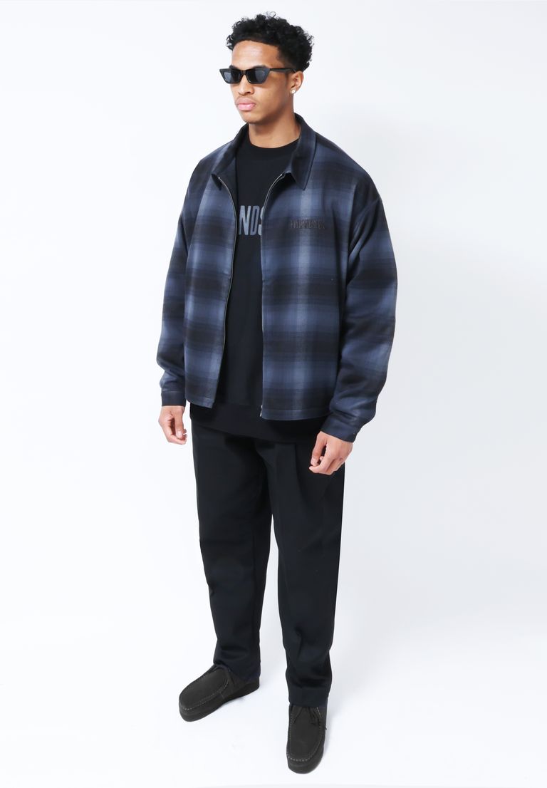 HIDE AND SEEK - CHECK HARRINGTON JACKET (BLACK) / オンブレチェック 