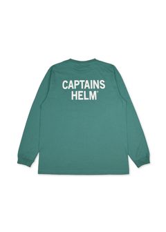 TRADEMARK LOGO LS TEE (GREEN) / ロゴ プリント ロンT