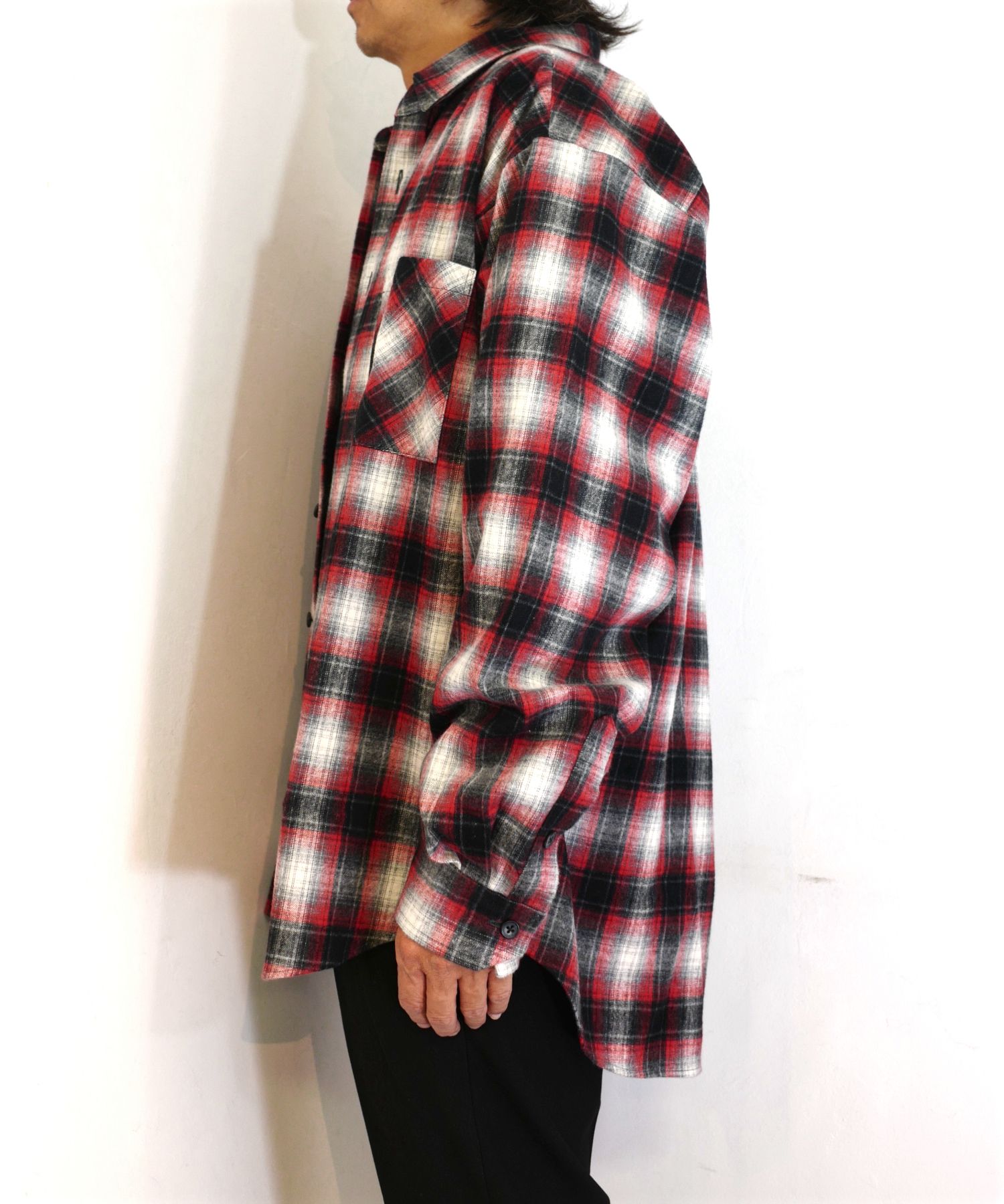 ロットワイラー　ネルシャツ　kj着 Kj着 rottweiler ロットワイラー レーヨン チェックシャツ 降谷