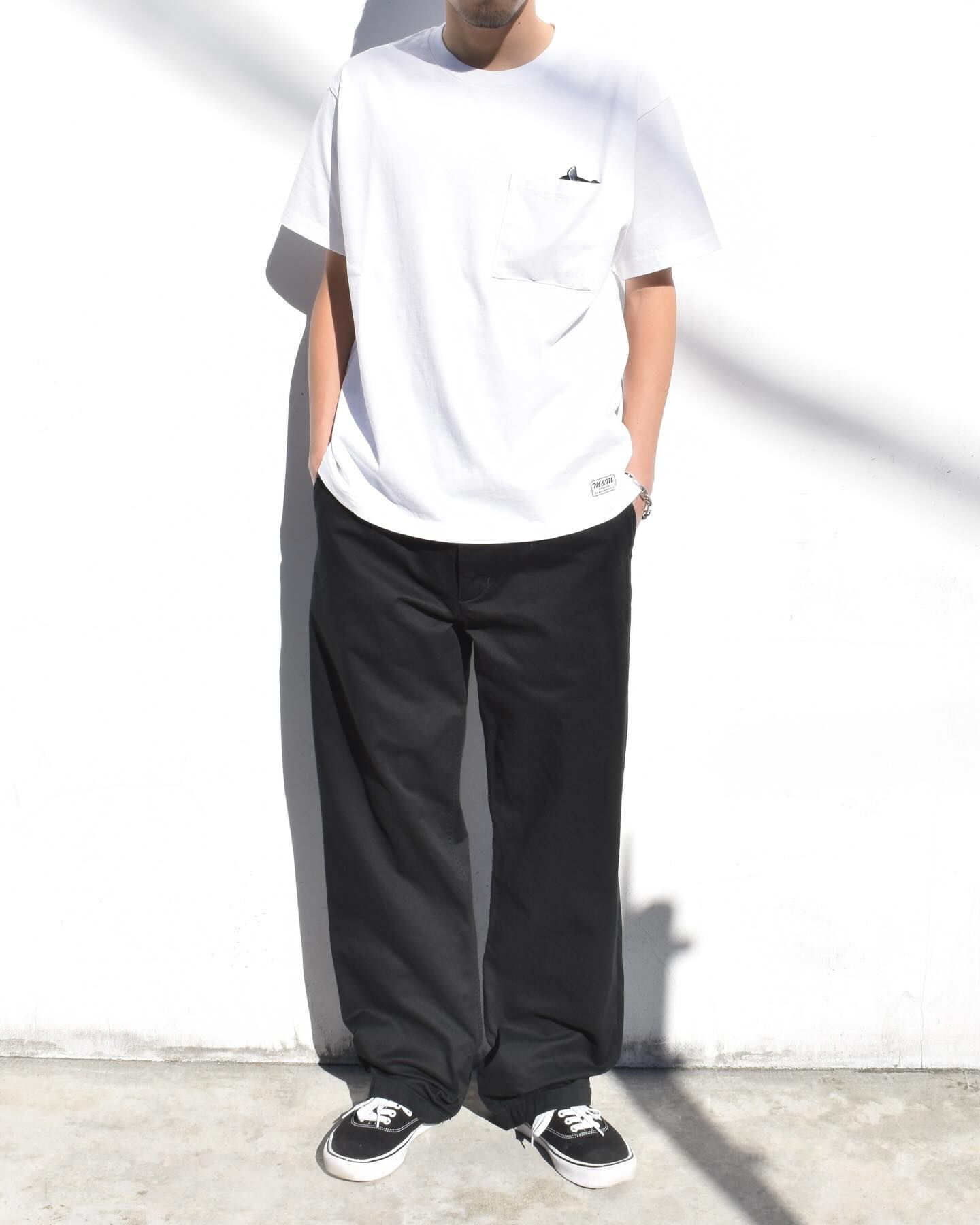 M&M CUSTOM PERFORMANCE × MINEDENIM Star Embroidery Pocket Tee (WHITE) / × M&M カスタムパフォーマンス  コラボ Tシャツ