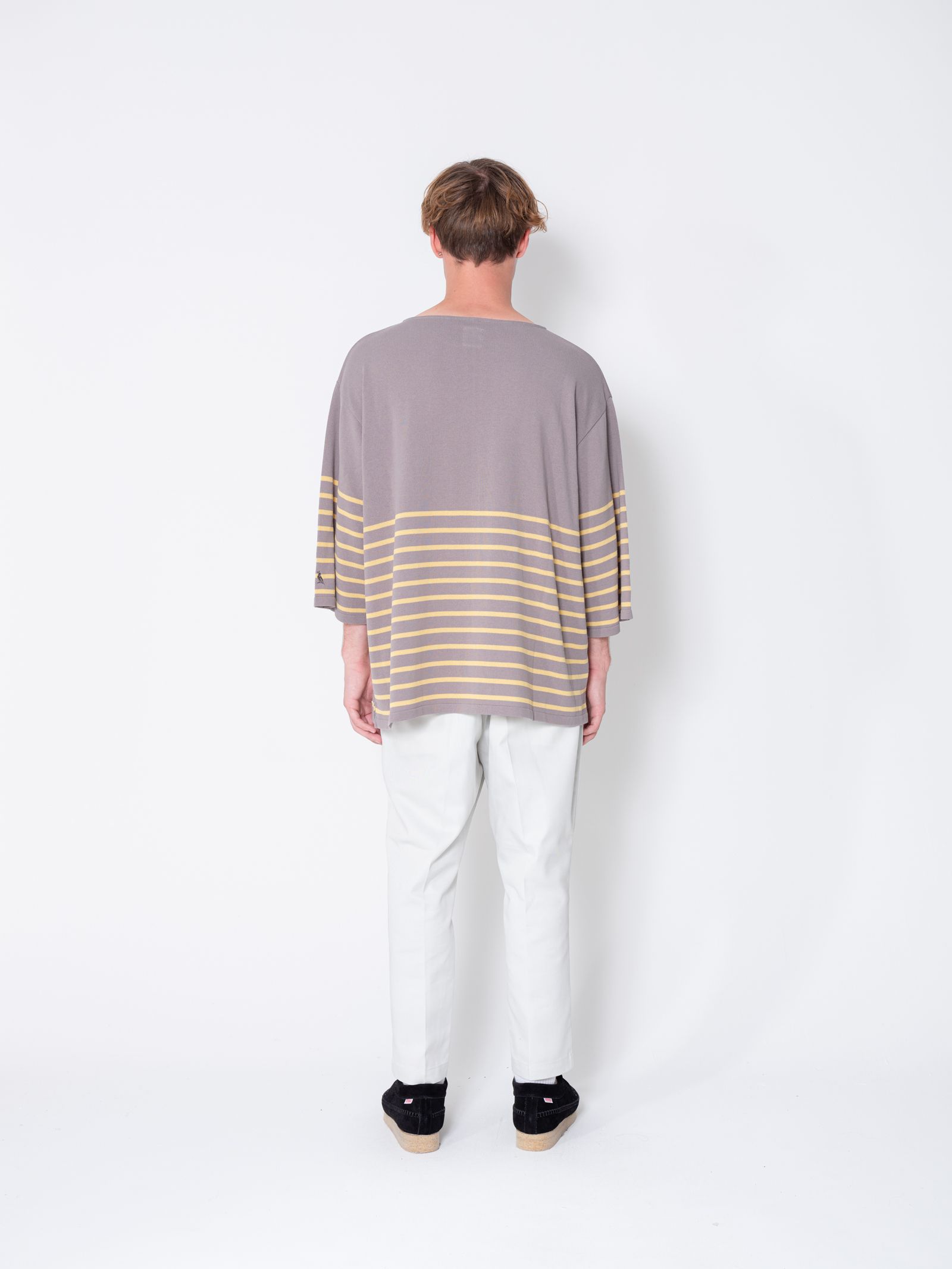 【ラスト1点】KNITTED BASQUE SHIRT "ERNEST" (GRAY) / サマーニット バスクシャツ
