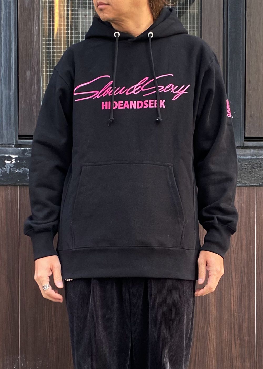 × ASIAN STAR SLOW&SEXY Hooded Sweat Shirt (BLACK/PINK) / エイジアンスター コラボ スウェット パーカー