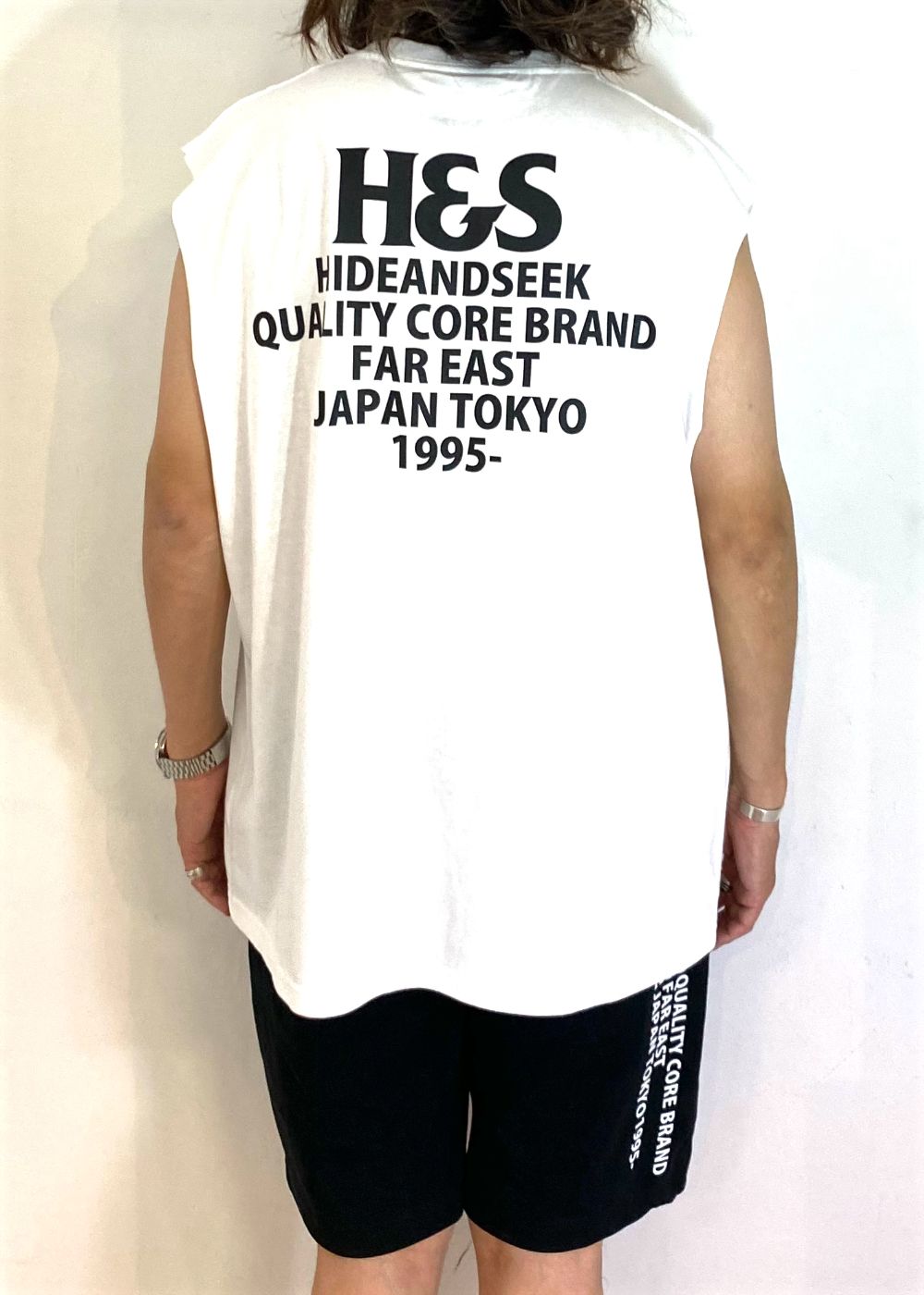 H&S Logo Sleeveless Tee (BigSilhouette) (WHITE) / カットオフ ノースリーブ Tシャツ