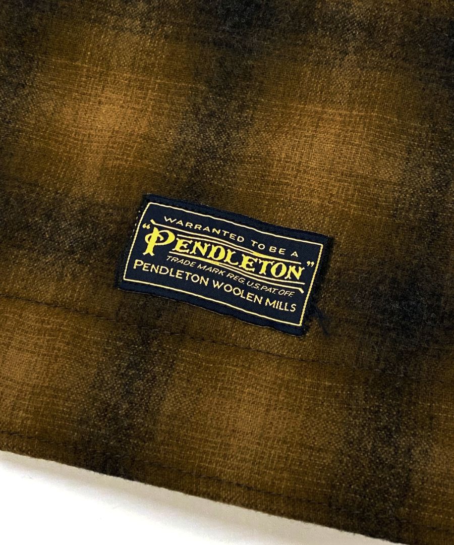 【ラスト1点】PENDLETON W.Plaid Zipup Work JKT (BRT) / ペンドルトン コラボ オンブレチェック オープンカラー ウール ジャケット