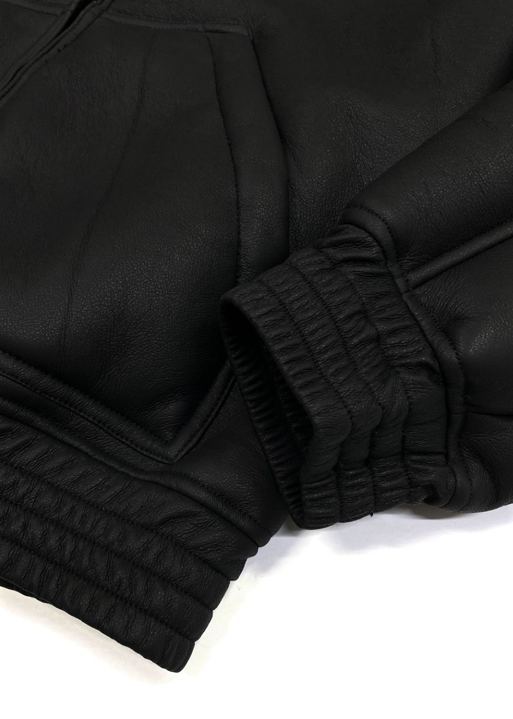 PU Leather Boa Hooded Jacket (BLACK) / フェイクレザー ボア フード ジャケット