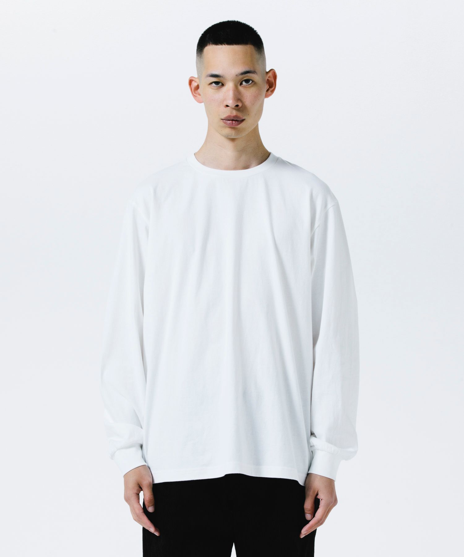 R9 BASIC LS TEE (WHITE) /  オリジナル ロゴプリント Tシャツ