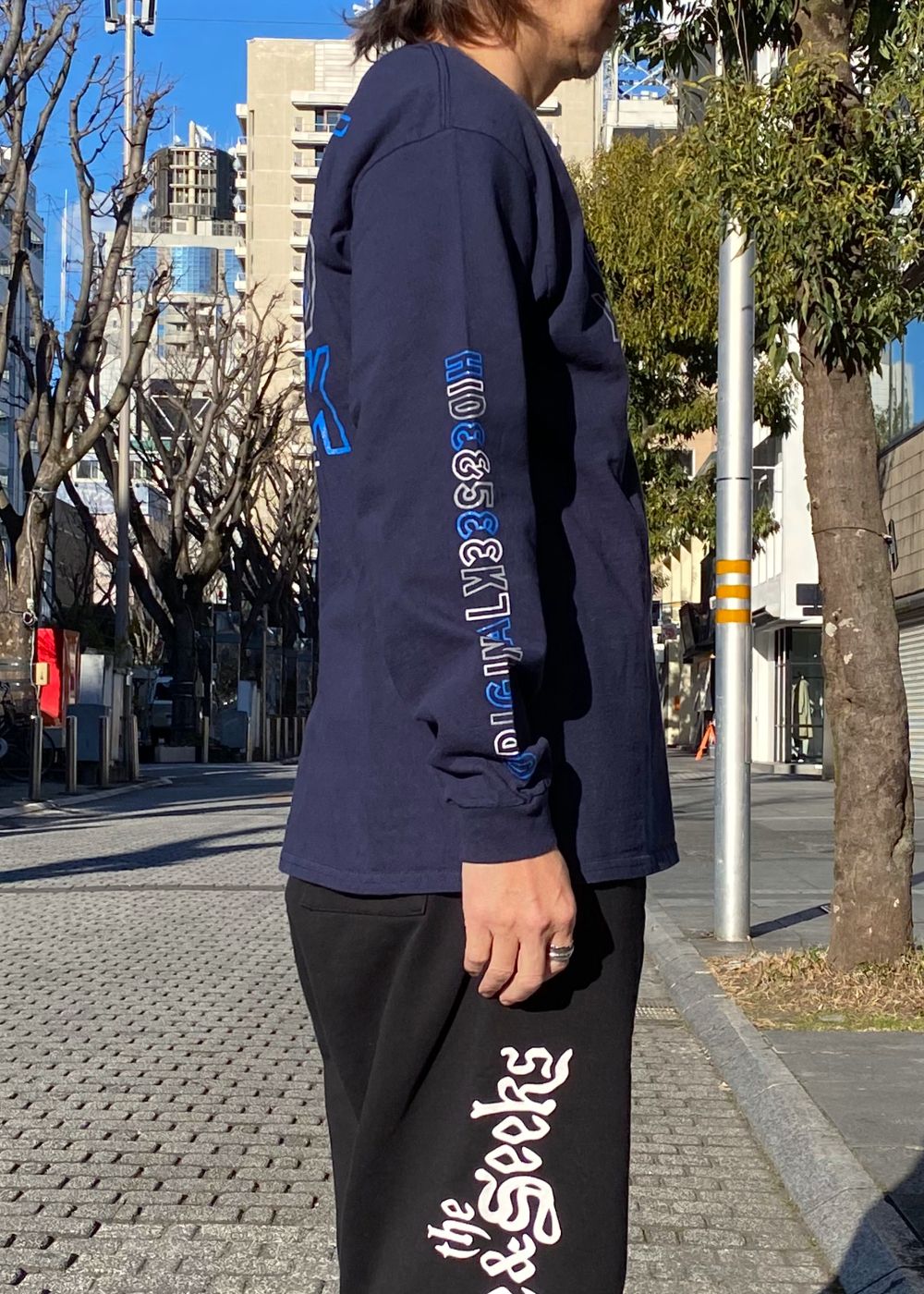 Original H&S L/S Tee (NAVY) / 西浦徹 コラボ ロンT