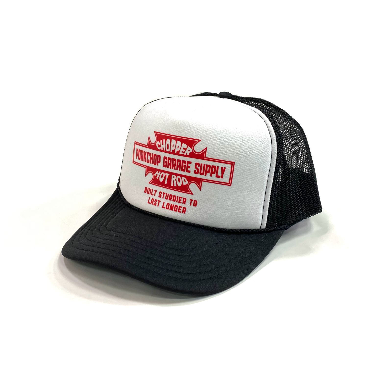 PORKCHOP GARAGE SUPPLY - 【ラスト1点】BAR&SHIELD MESH CAP (BLACK) / プリント メッシュキャップ  | LOOPHOLE